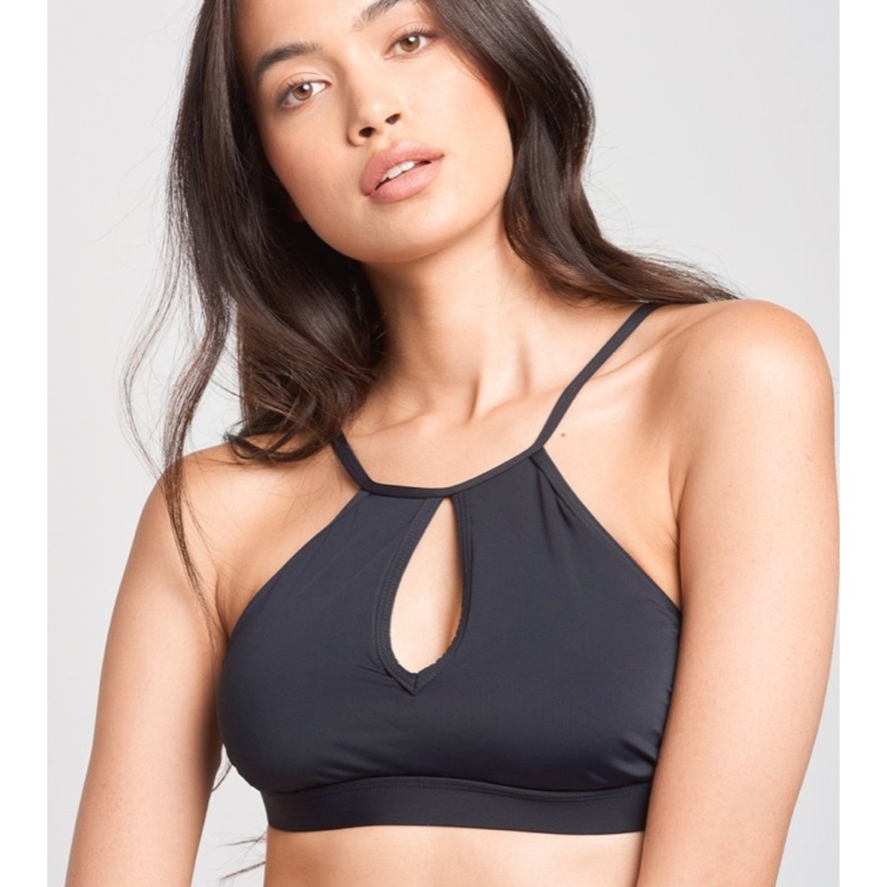 Young and Reckless Black Swim Top Coral Keyhole